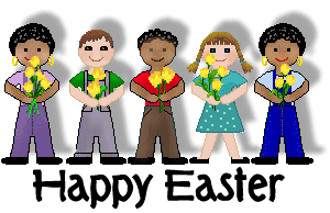 Easter Clip Art - Row of Children With Easter Flowers - Free ...