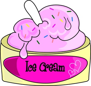 Ice Cream Clipart Image - Dish of Strawberry Ice Cream