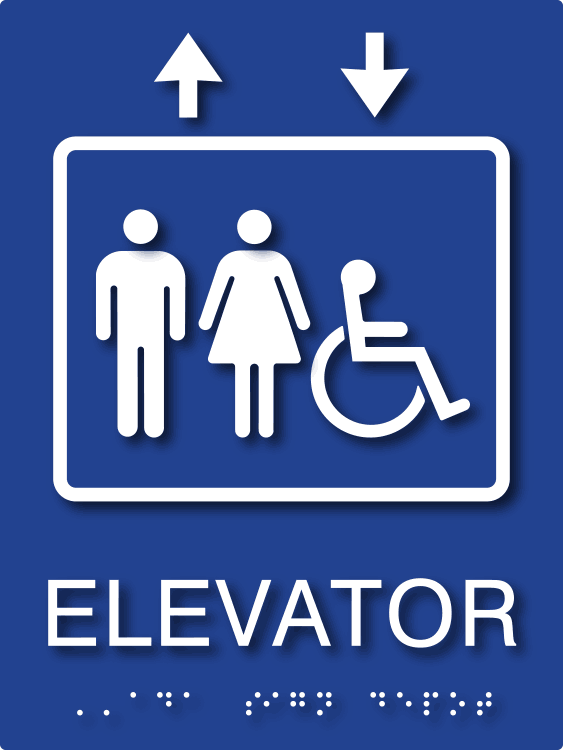 Elevator ADA Signs with People and Wheelchair Symbols ...