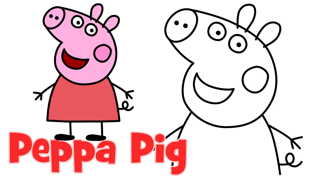 How to draw Peppa Pig characters step by step easy drawing for ...