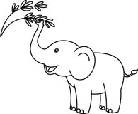 Cute black and white elephant clipart