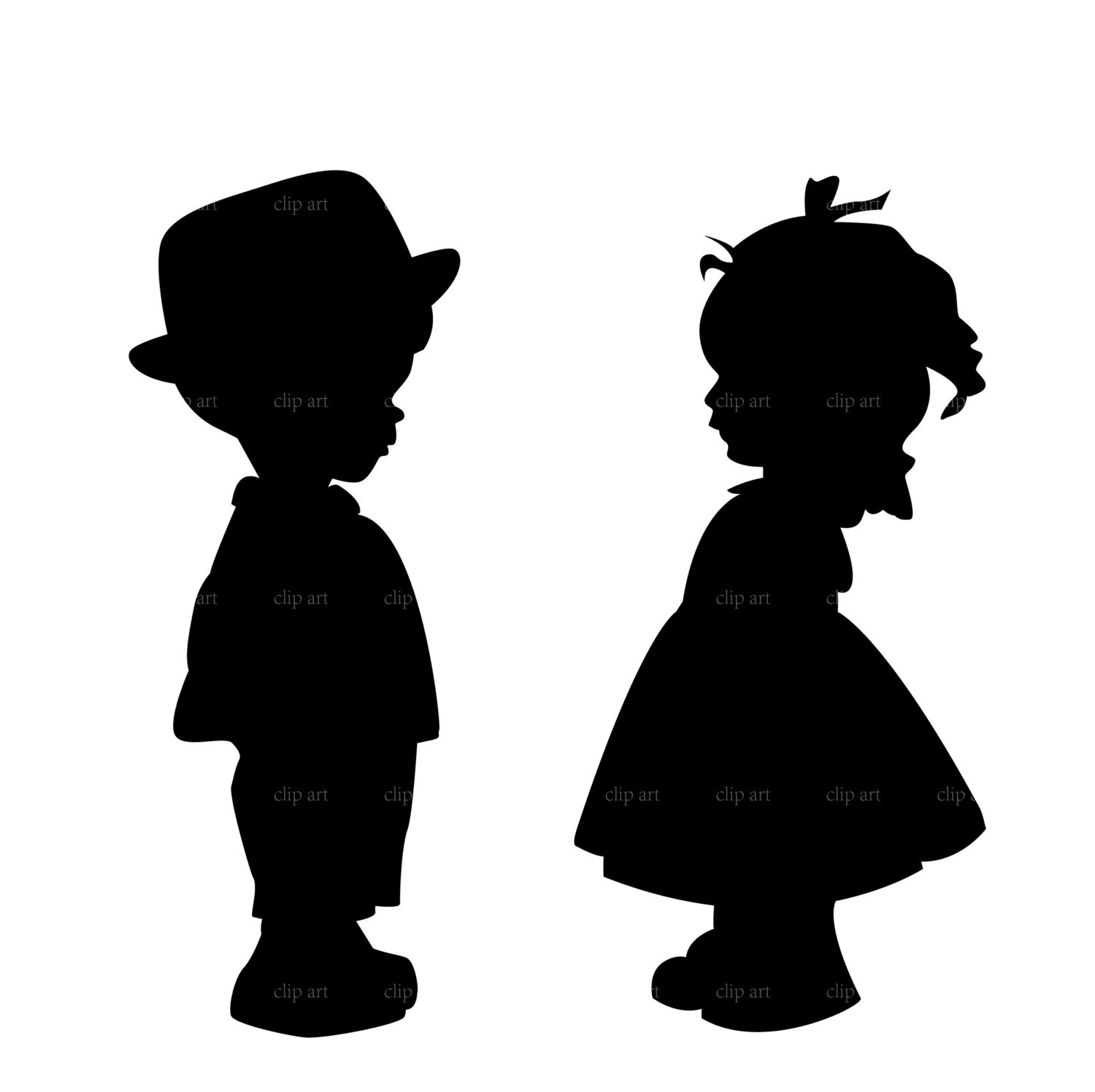 Little boy silhouette clipart