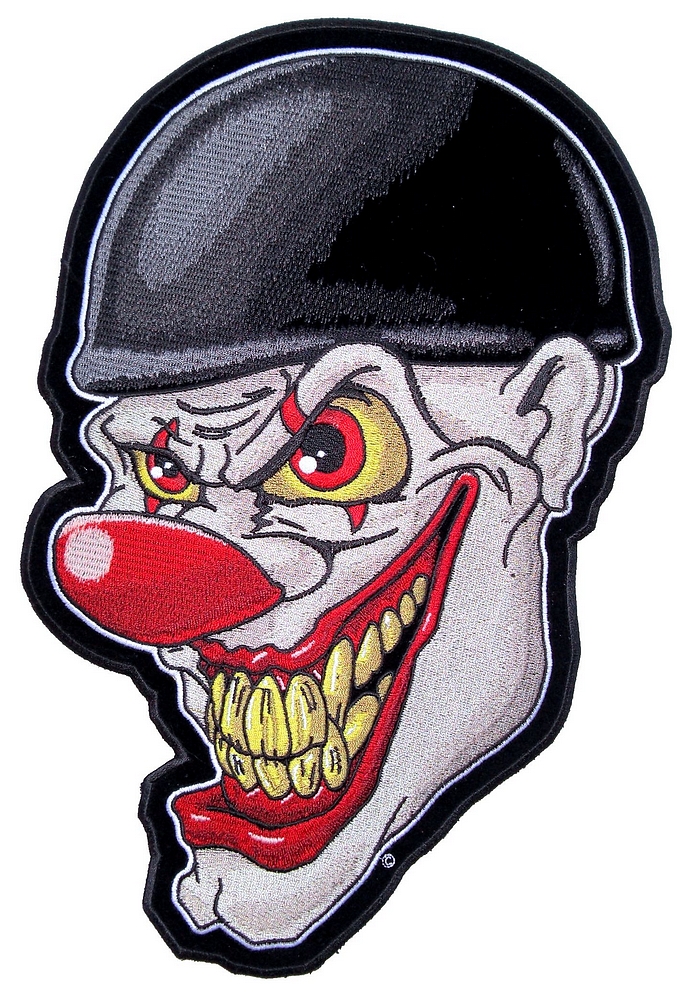 Crazy Evil Clown Face With Turtle Helmet Biker Patch – Quality ...