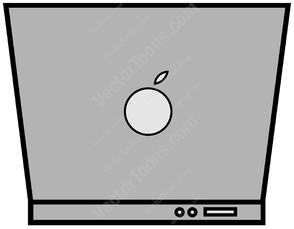 Cartoon Clipart: Back Of An Open Laptop Computer