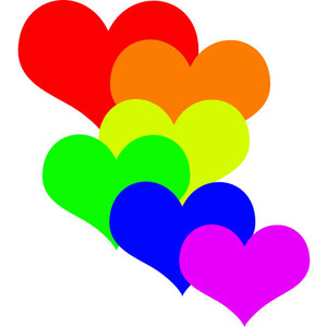 Rainbow hearts clipart