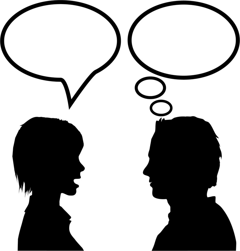 2 people talking clipart