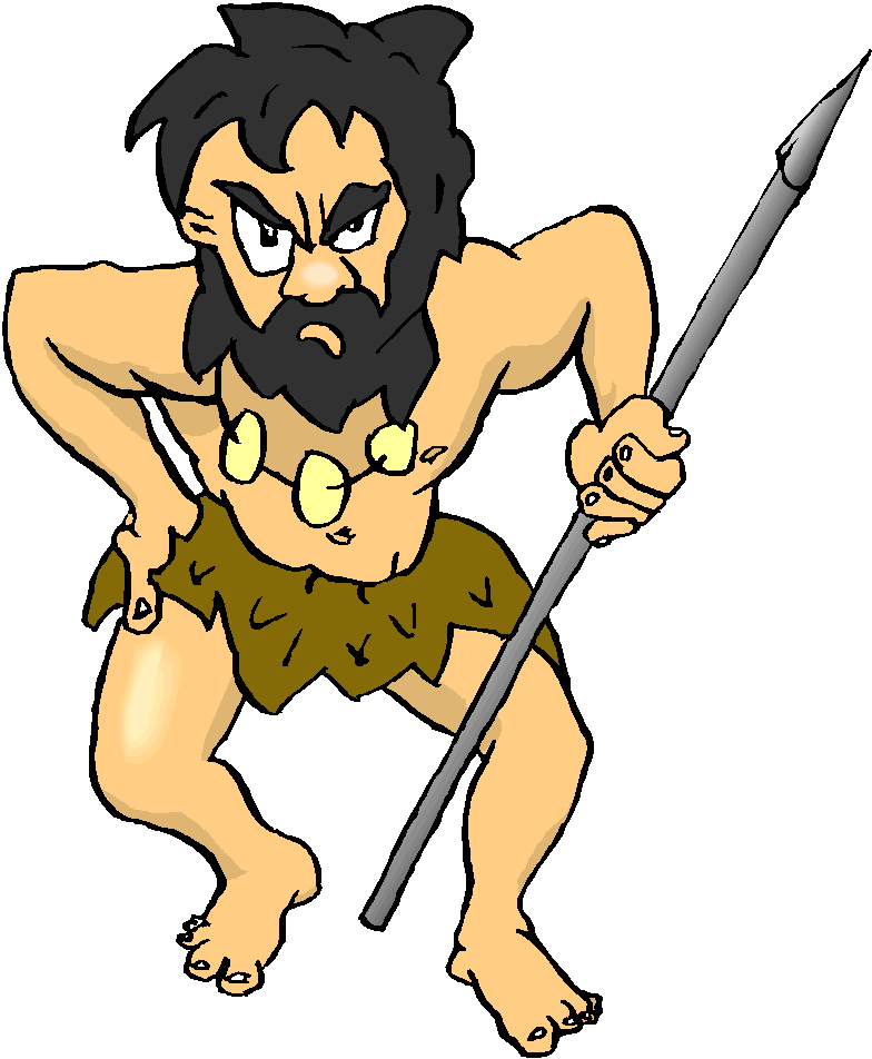 Caveman in cave clipart