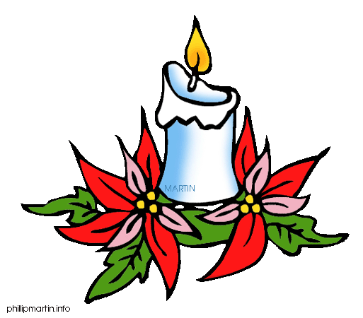 Christmas music with candles clipart