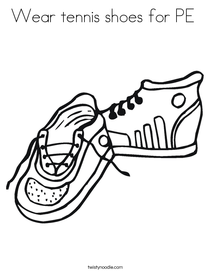 Wear tennis shoes for PE Coloring Page - Twisty Noodle