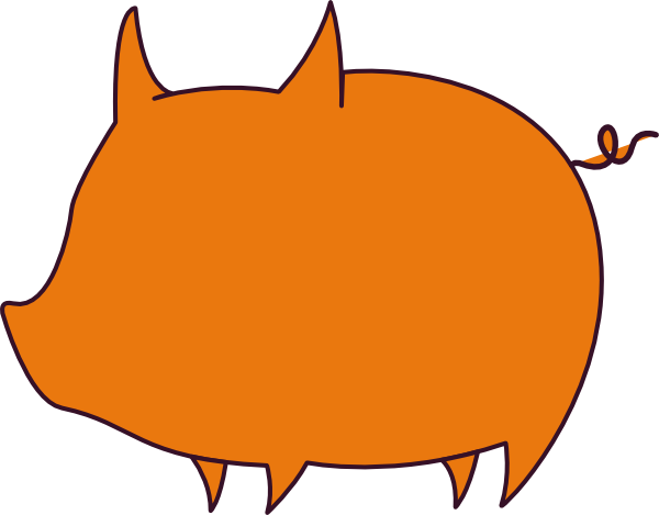 Pig Outline Orange Clip Art - vector clip art online ...
