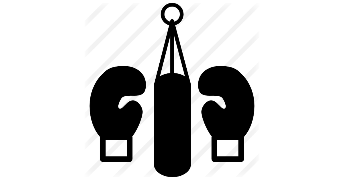 Kickboxing gloves and hanging weight sack - Free sports icons