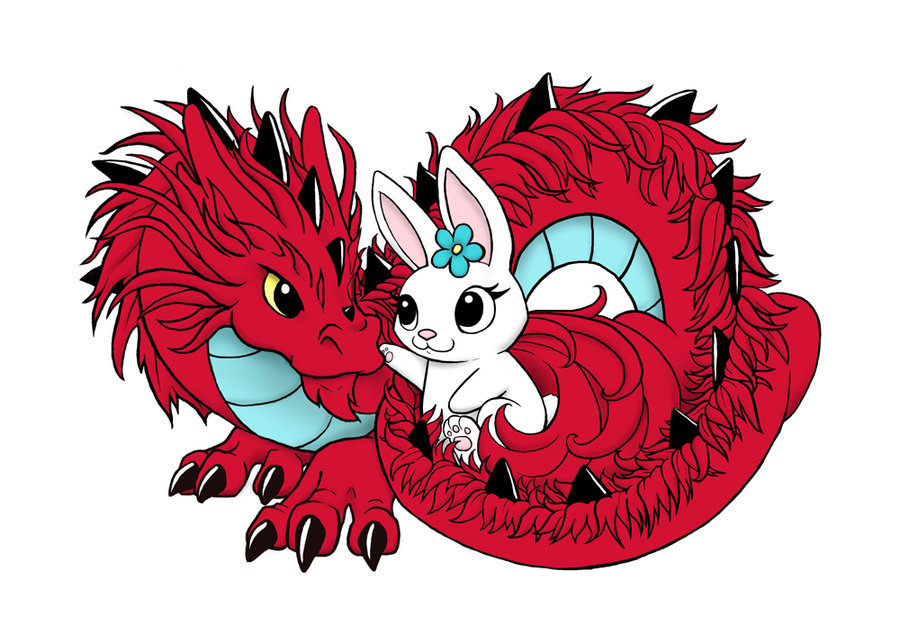 Dragon and Bunny Love by DragonsAndBeasties on DeviantArt