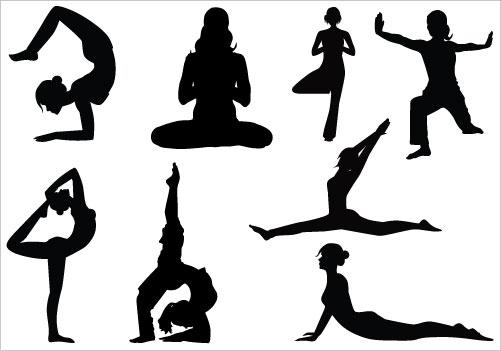 Yoga Silhouette Group Clipart