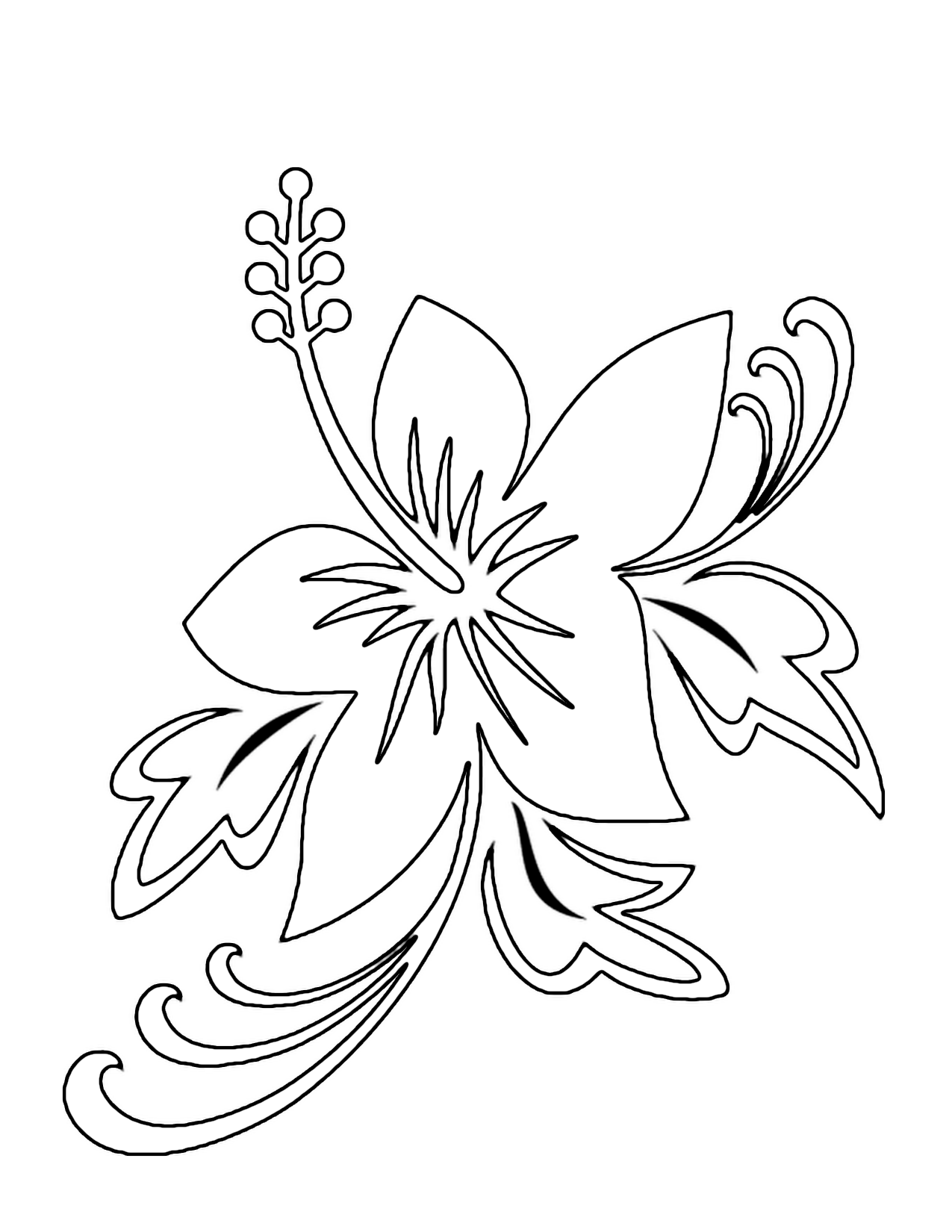 Tropical Hawaiian Flower Coloring Page | smilecoloring.