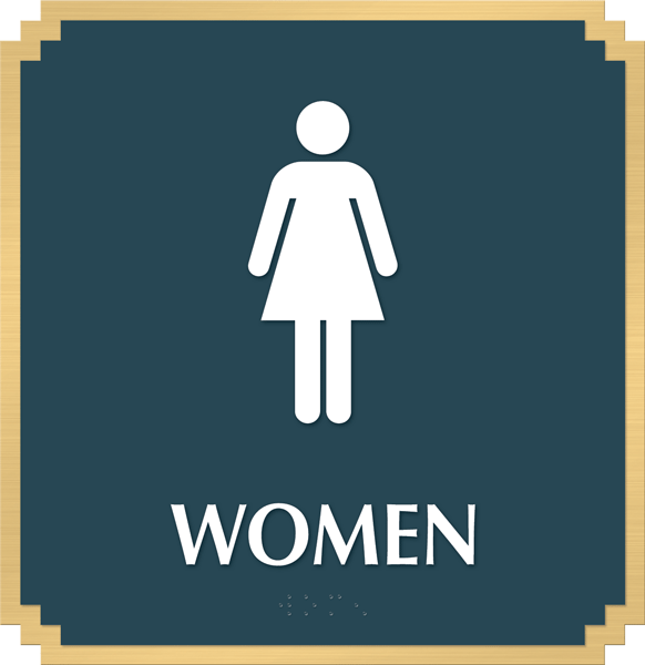 Women Sign With Graphic And Braille - Marquis Restroom Sign, SKU - SE-