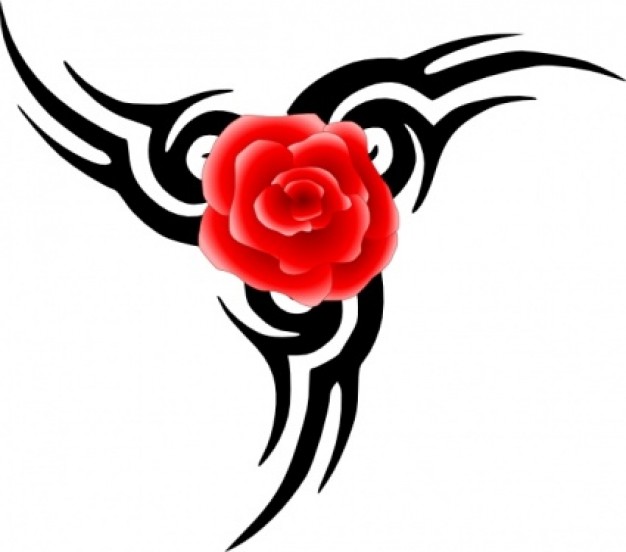 Tribal Tattoo With Rose clip art | Download free Vector