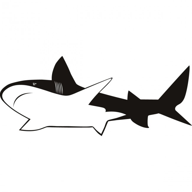 Shark Outline Decorative Wall Art Stickers Decal