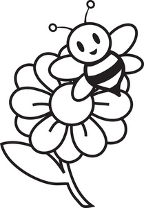 Bee Clipart Image - Flower and a Bee