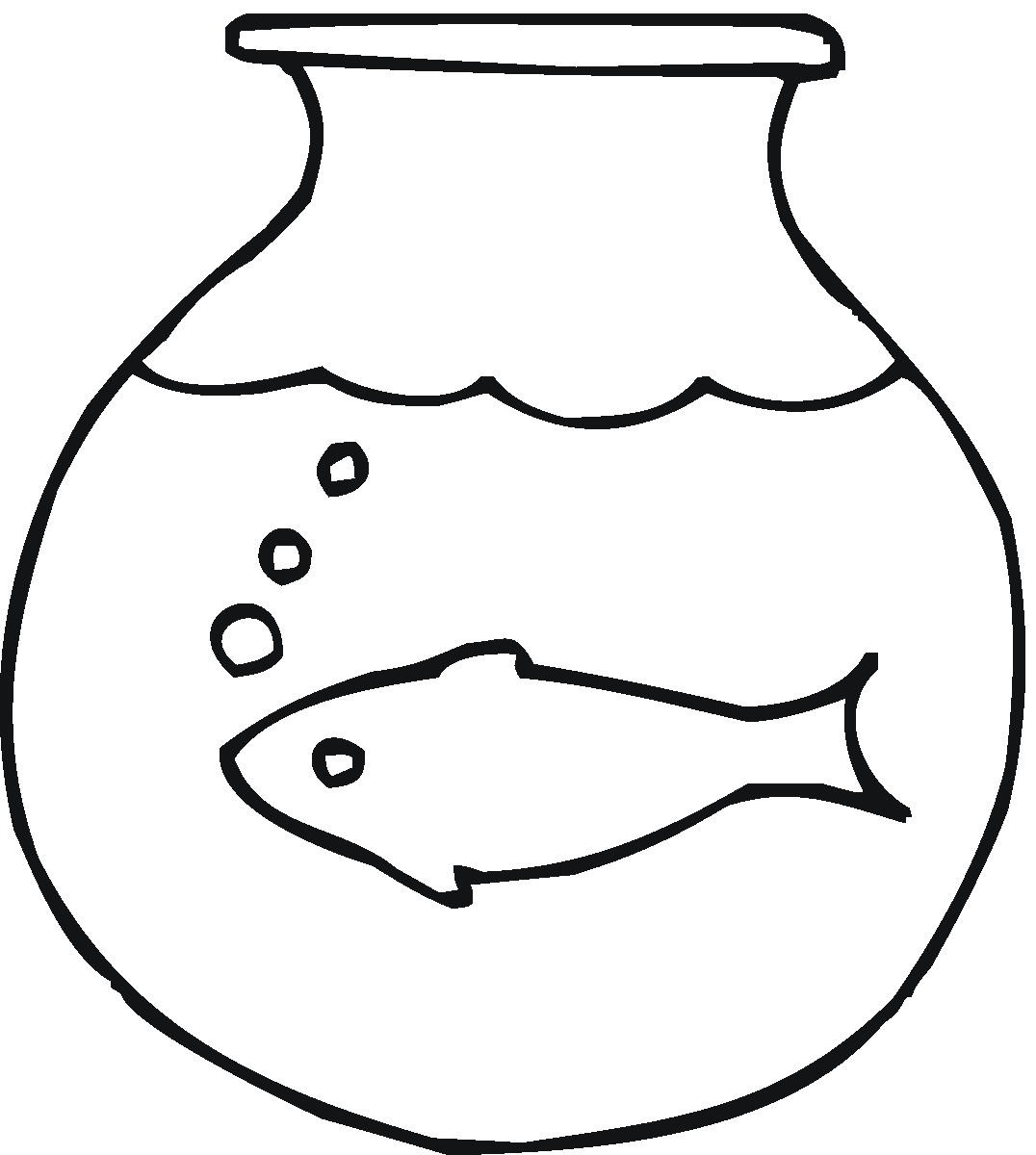 Fish bowl clipart black and white