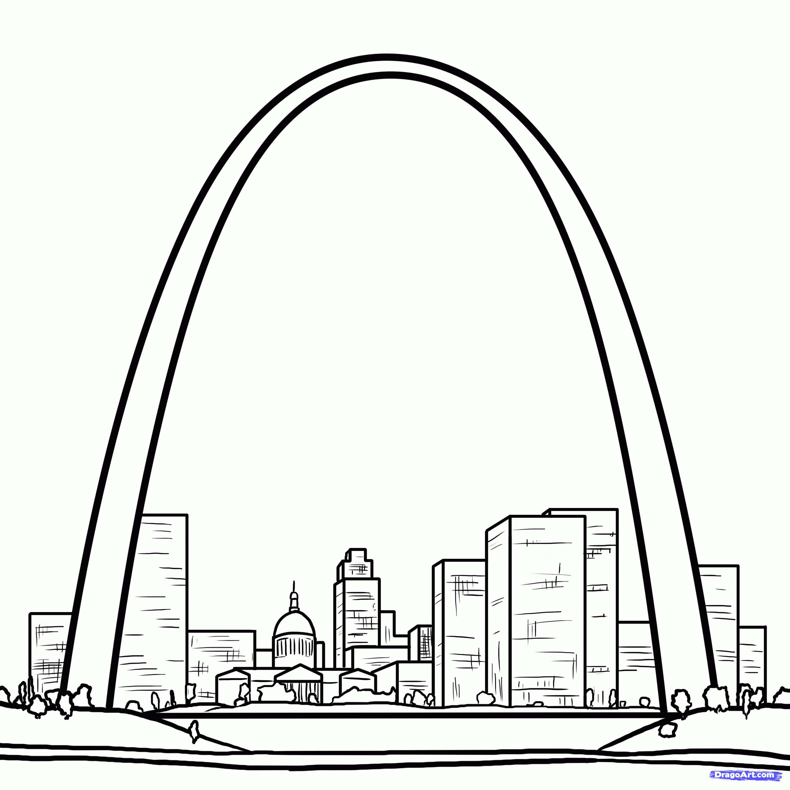 How to Draw the Gateway Arch, Gateway Arch, Step by Step ...