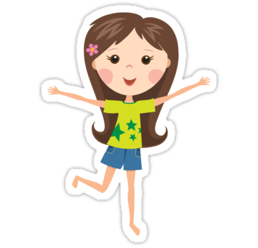 Cute, happy cartoon girl sticker" Stickers by MheaDesign | Redbubble
