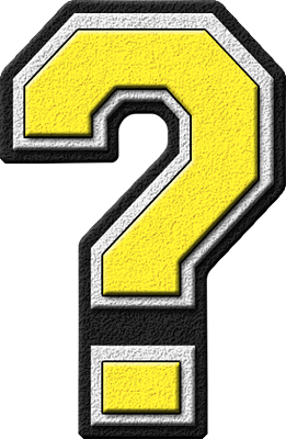 Presentation Alphabets: Yellow Varsity Question Mark