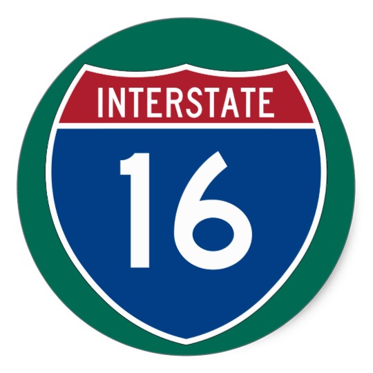 Interstate 16 (I-16) Highway Sign (pack of 6/20) Classic Round ...