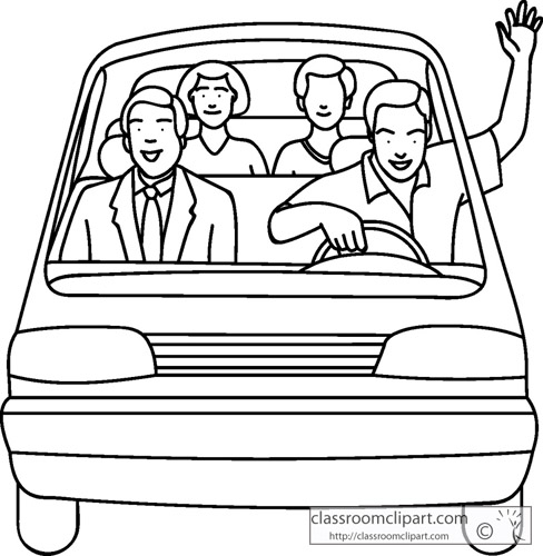 Transportation : carpooling_outline_crca : Classroom Clipart