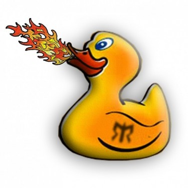 rubber duck on fire