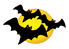 Bat Clip Art - Three Bats and Yellow Moons