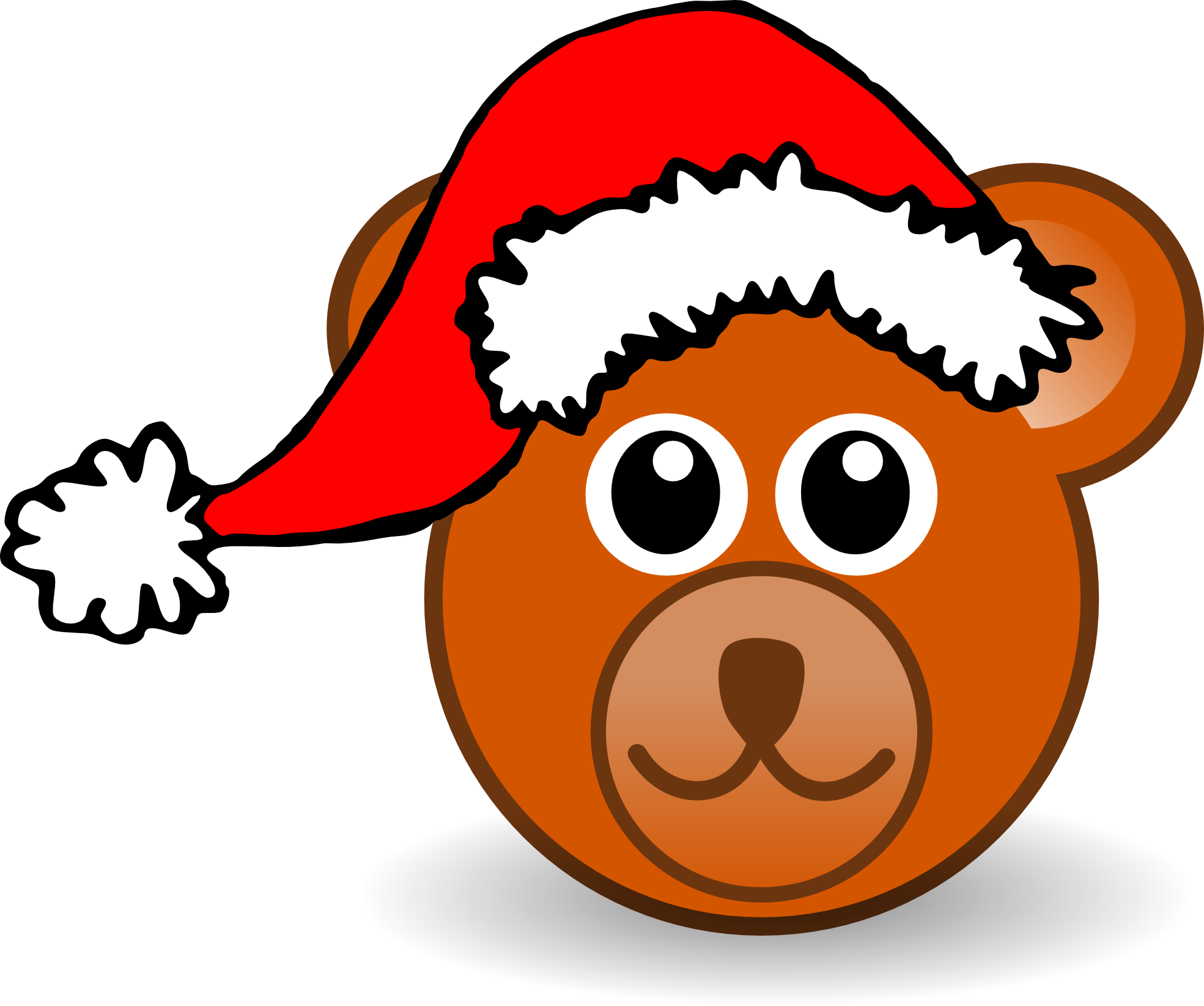 Clip Art: Bear 3 Head Cartoon Brown Santa Hat ...