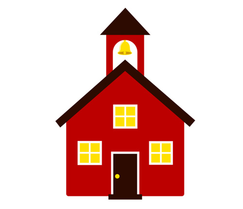 Red School House with Yellow Bell & Window free vector clipart ...
