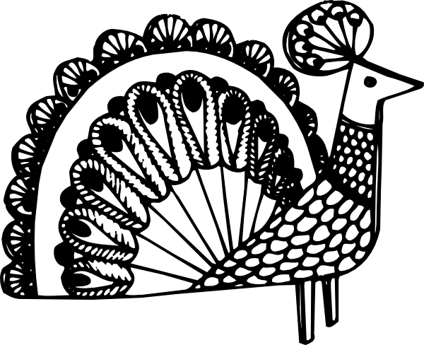 free black and white peacock clipart - photo #32