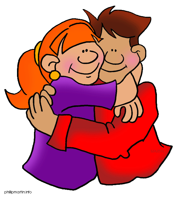 Two friends hugging clipart