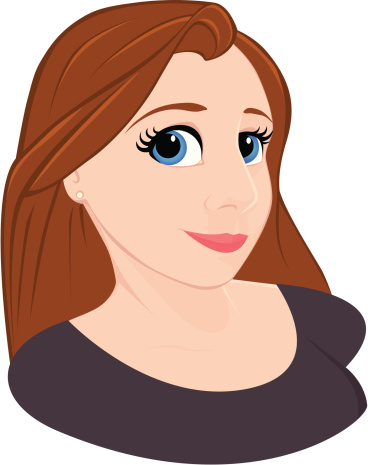 Cartoon clipart girl with brown hair and blue eyes