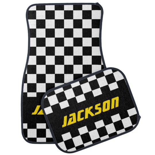 Race Car Checkered Flag Pattern | DIY Color & Text Car Floor Mat ...