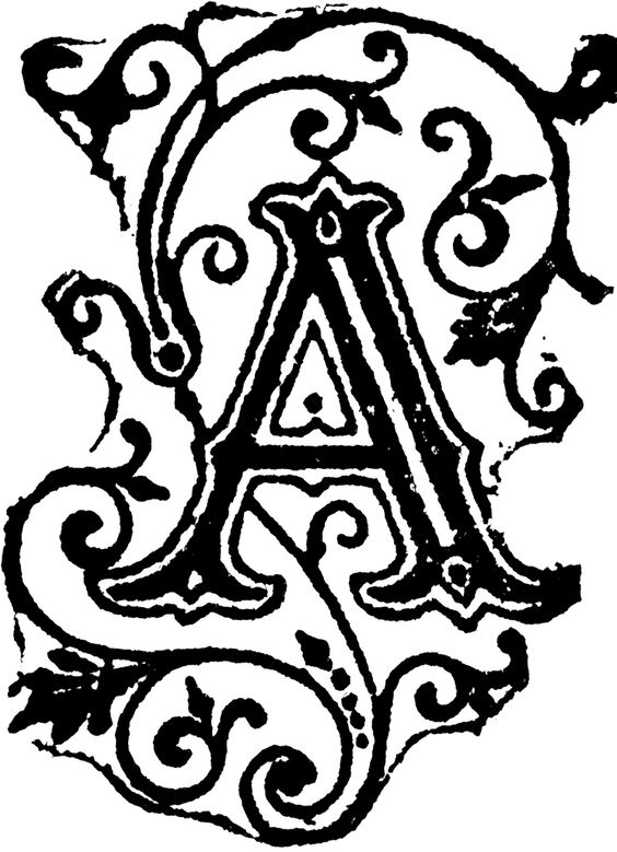 Fancy letter a with crown clipart black and white