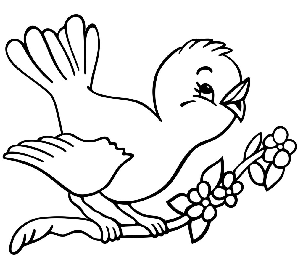 Cute singing bird clipart black and white
