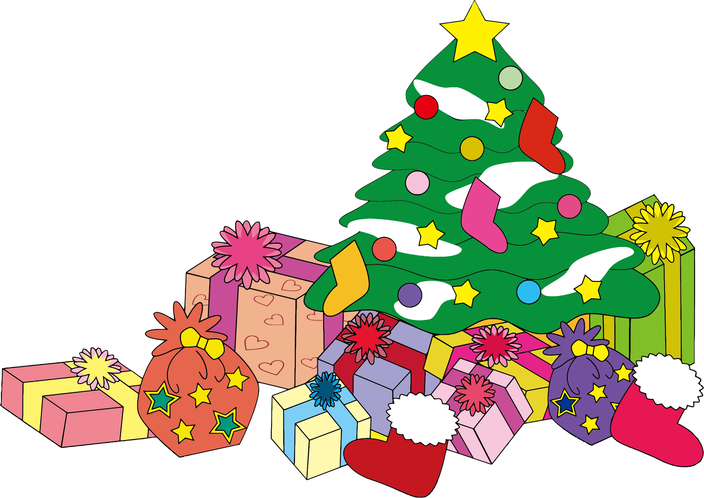 Clipart - Christmas Tree And Presents Illustration