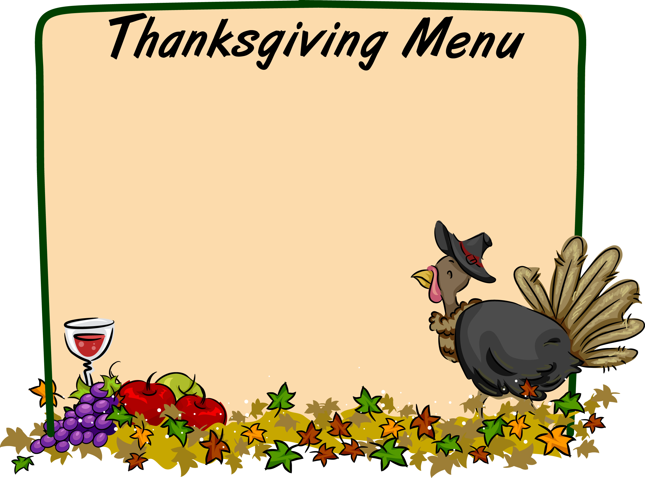 Thanksgiving Menu Sheet