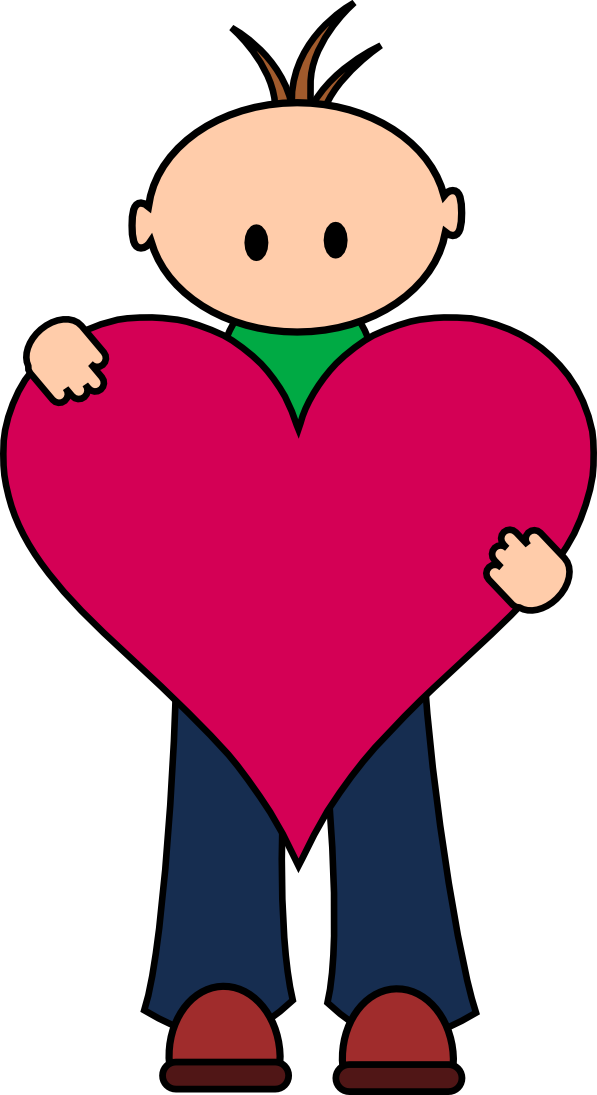 Free Valentine's Day Digital Stamp - Boy with Heart Free Digital Stamp