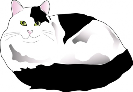 Download Missiridia Black And White Fluffy Cat clip art Vector Free