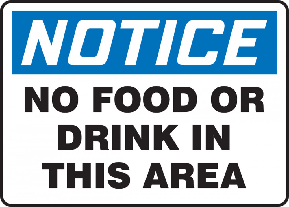 No Food Or Drink In This Area OSHA Notice Safety Sign MHSK838