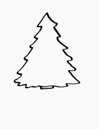 Christmas Tree Outline On Black Clipart