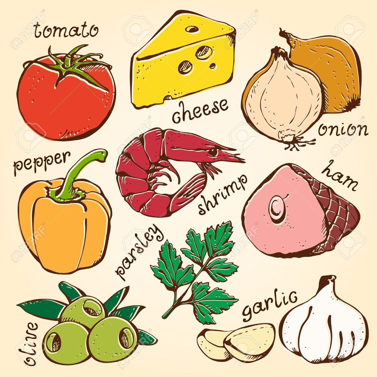 Pizza Ingredients Clipart