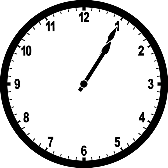 12 o'clock the hour and the minute hand are pointing to the exact ...
