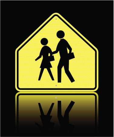 School Crossing Sign Clip Art, Vector Images & Illustrations