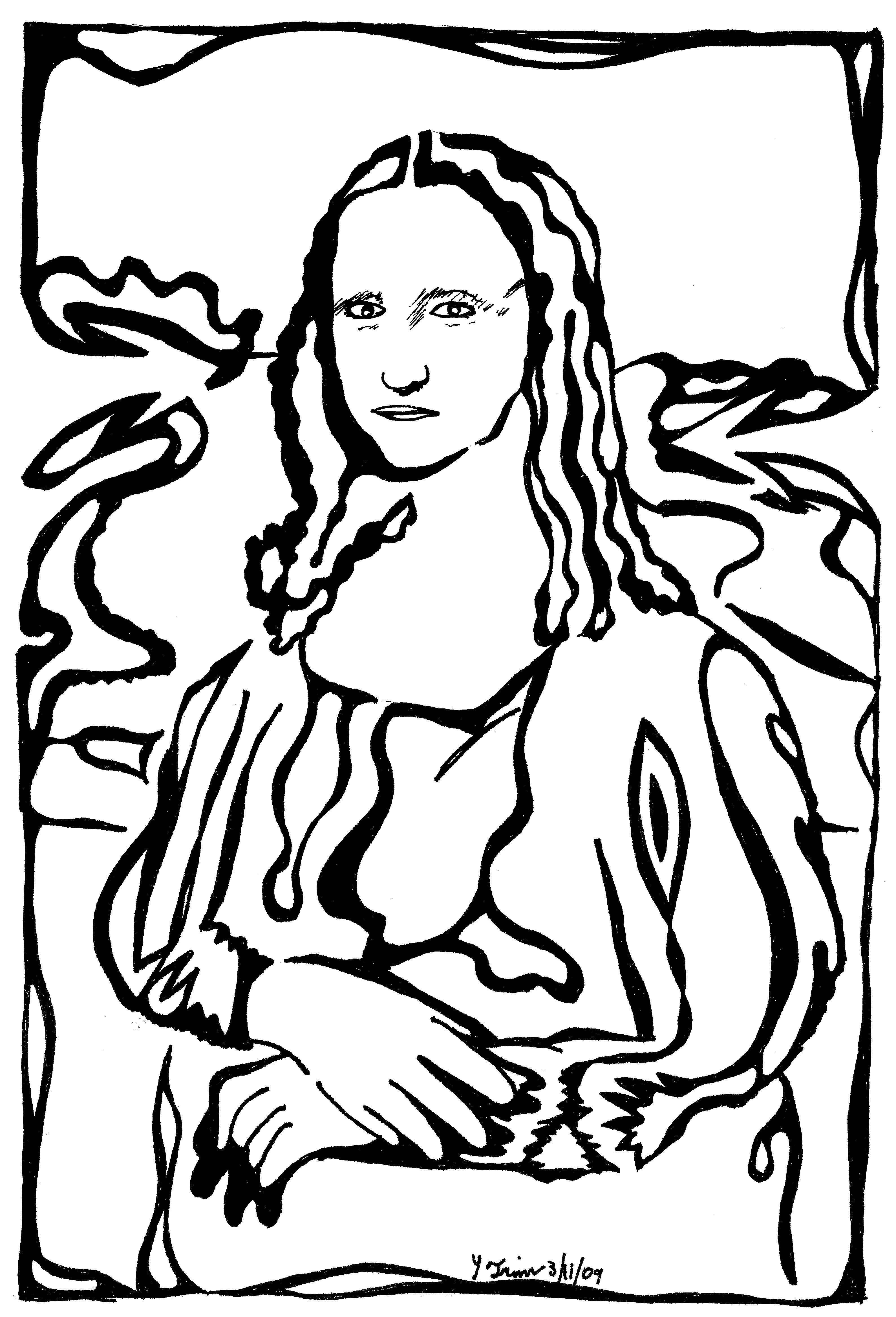 BLACK AND WHITE DRAWING MONA LISA CLIPART - ClipArt Best