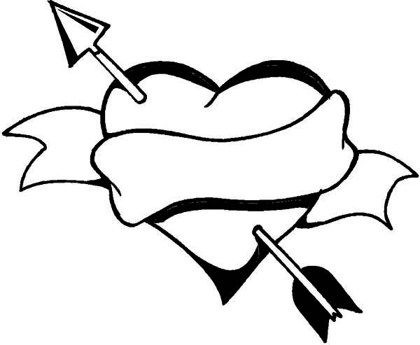hearts with arrows coloring pages best photos of hearts and arrows ...