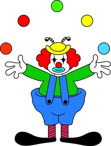 Clown Clipart Image - Colorful Clown with Big Shoes Juggling Balls ...